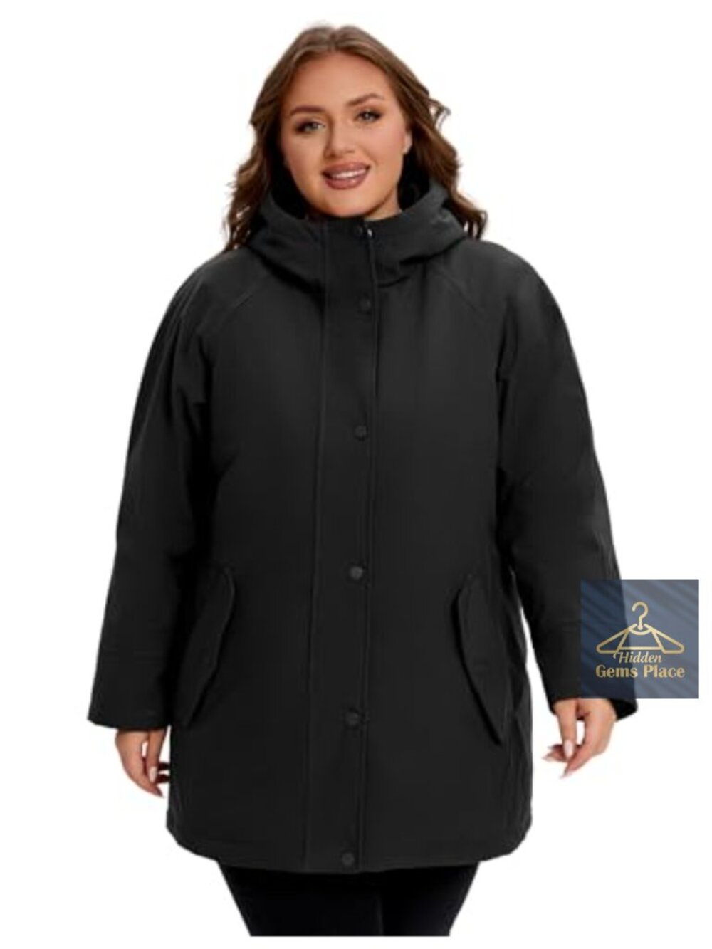 Plus Size Winter Puffer Coat Hooded Down Alternative Insulated Shell 1X-6X